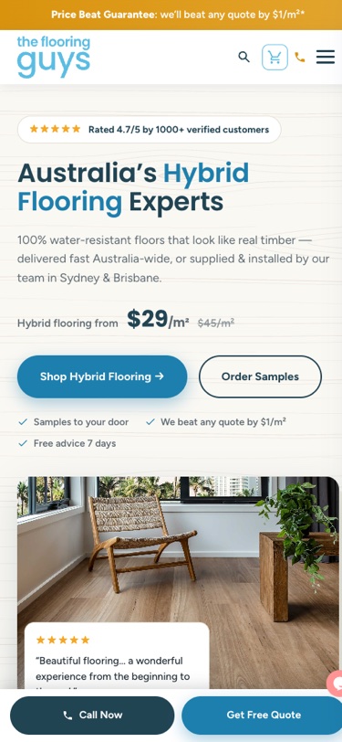 The Flooring Guys mobile website built by Hooray Digital