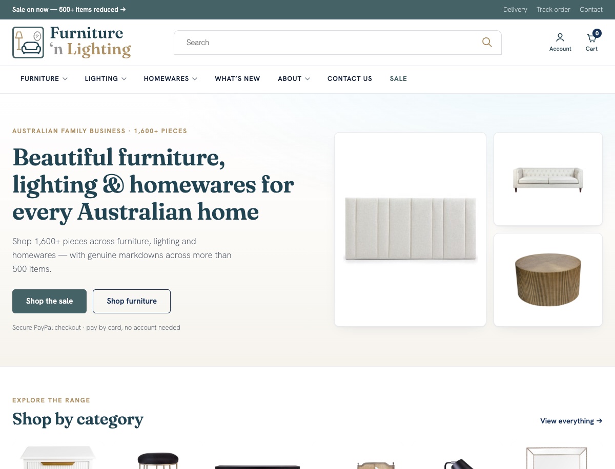 Furniture 'n Lighting website