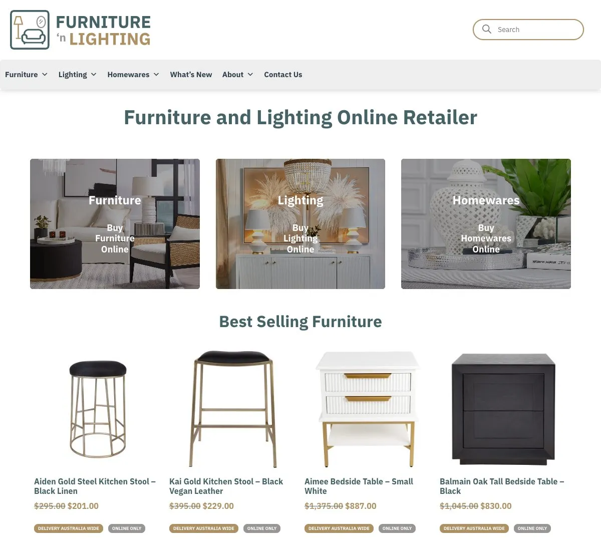 Furniture 'n Lighting website