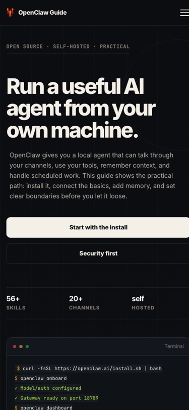 OpenClaw mobile website built by Hooray Digital