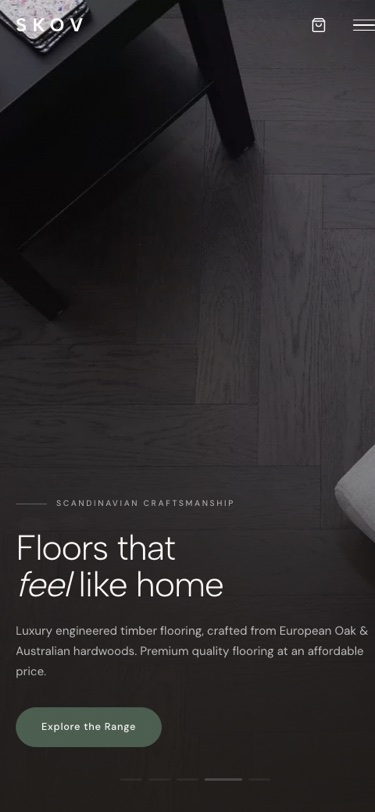 Skov Floors mobile website built by Hooray Digital